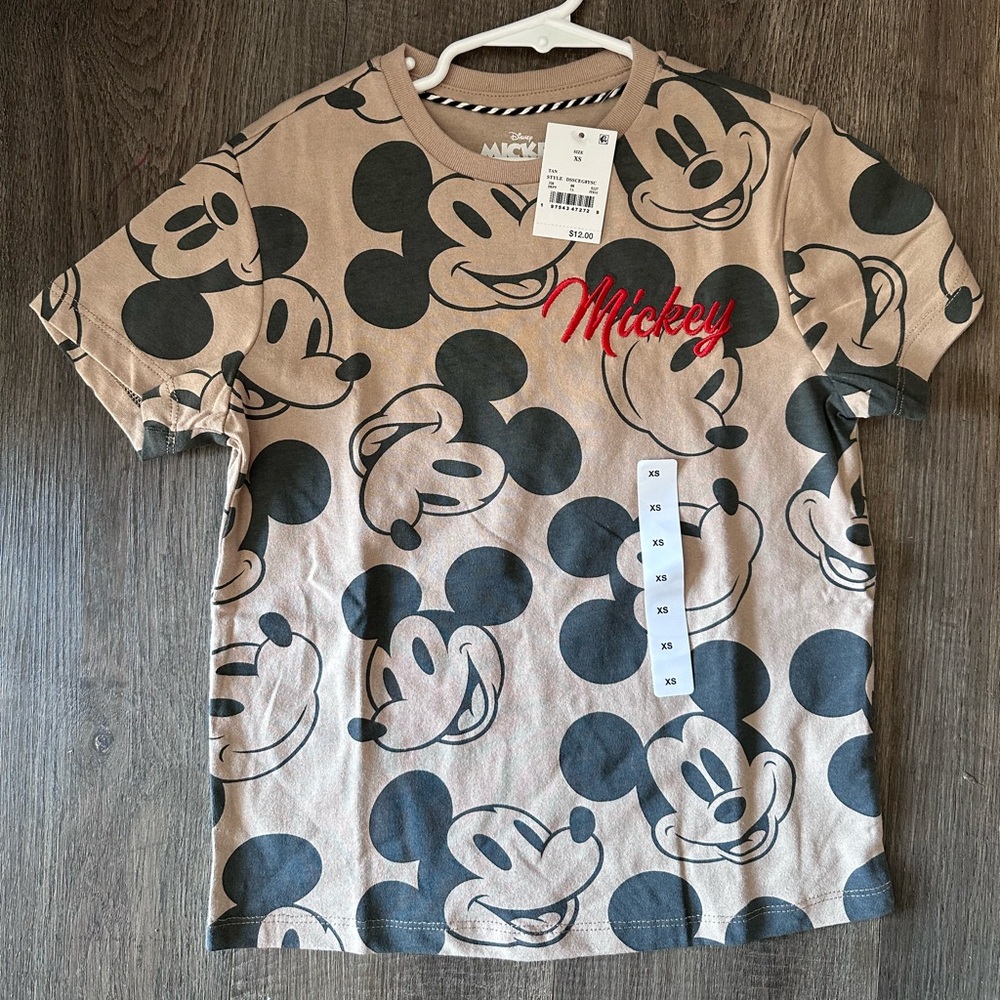 Disney Mickey Mouse Tan and Black Short Sleeve Tee